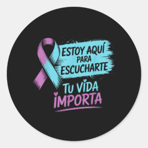 Sticker Rond Prévention espagnole 'Estoy Aquí Para Escucharte'