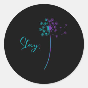 Sticker Rond Prévention Suicide Dandelion Turquoise Et Violet S
