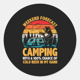 Sticker Rond Prévisions de week-end de camping 100% de chance d