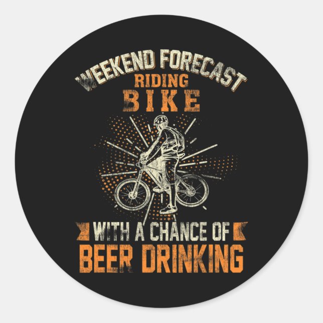 Sticker Rond Prévisions de week-end en vélo de triathlon en des (Devant)