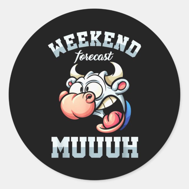 Sticker Rond Prévisions de week-end vendredi Vacances Semaine d (Devant)