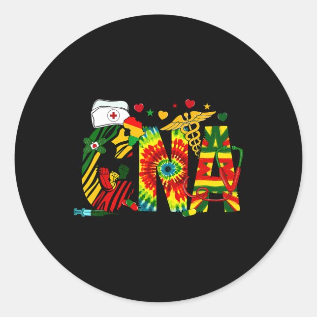 Sticker Rond Pride Cna Nurse JunetDix Melanin Nurse African A (Devant)