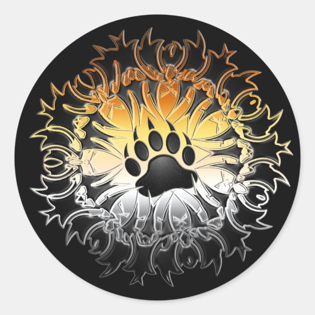 Sticker Rond Pride de l'ours tribal Paw (Devant)