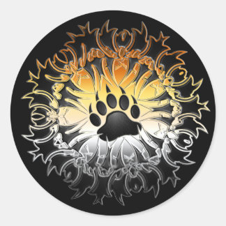 Sticker Rond Pride de l'ours tribal Paw