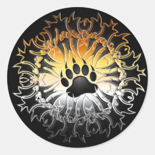 Sticker Rond Pride de l'ours tribal Paw
