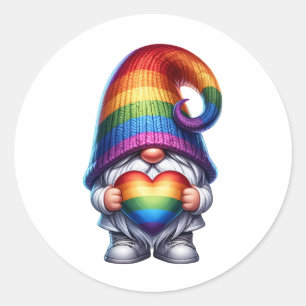 Sticker Rond Pride Heart Gnome