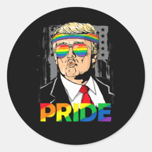 Sticker Rond Pride Mois Chemise Trump Lesbian Gay Biual Trans