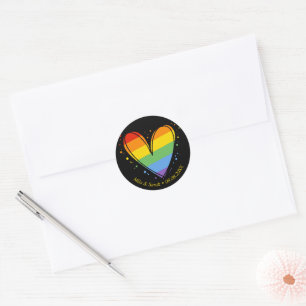 Sticker Rond Pride Rainbow LGBTQ Mariage cardiaque