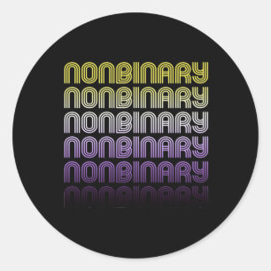 Sticker Rond Pride rétro non binaire