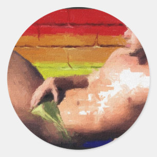 Sticker Rond PRIDE Rooftop Hunk - peinture originale