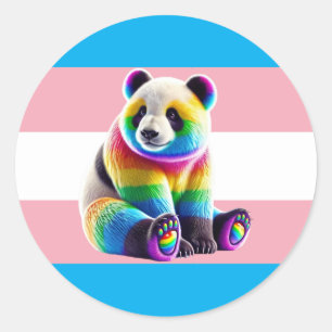 Sticker Rond Pride transgenre Flag with Rainbow Panda
