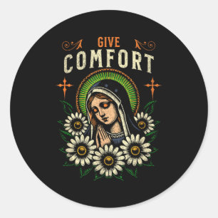 Sticker Rond Prière à la Vierge Marie Donnez du réconfort Chrét