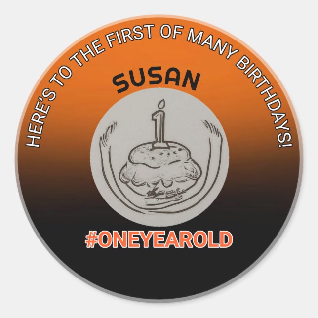 Sticker Rond Prière d'anniversaire : #Sticker rond d'un an (Devant)