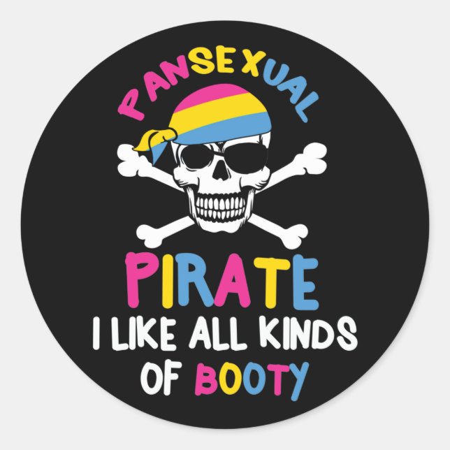Sticker Rond Prière LGBTQ Pansexual Pirate Booty (Devant)