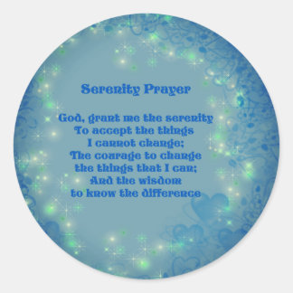 Sticker Rond Prière Sérénité Coeurs Bleus Inspiration