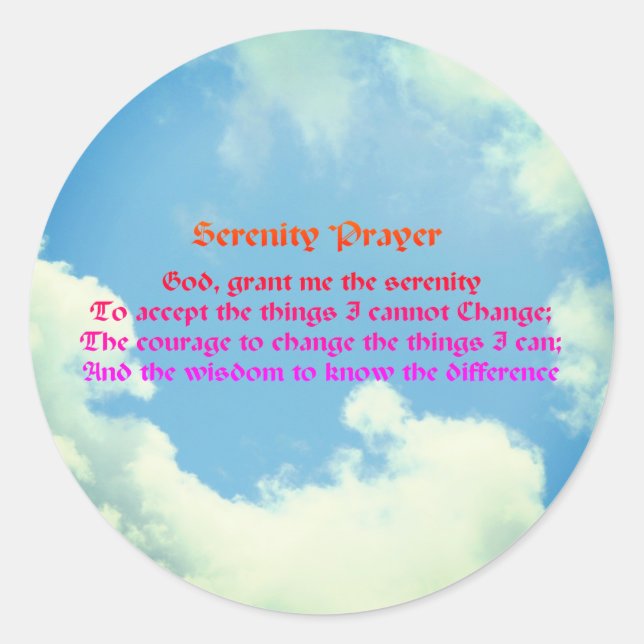 Sticker Rond Prière Serenity Rainbow Blue Sky Inspiration (Devant)
