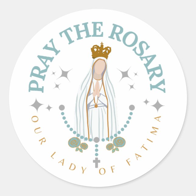 Sticker Rond Priez Le Rosaire Fatima (Devant)
