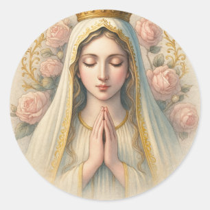 Sticker Rond Priez le Rosaire - Notre-Dame de Fatima Dévotion