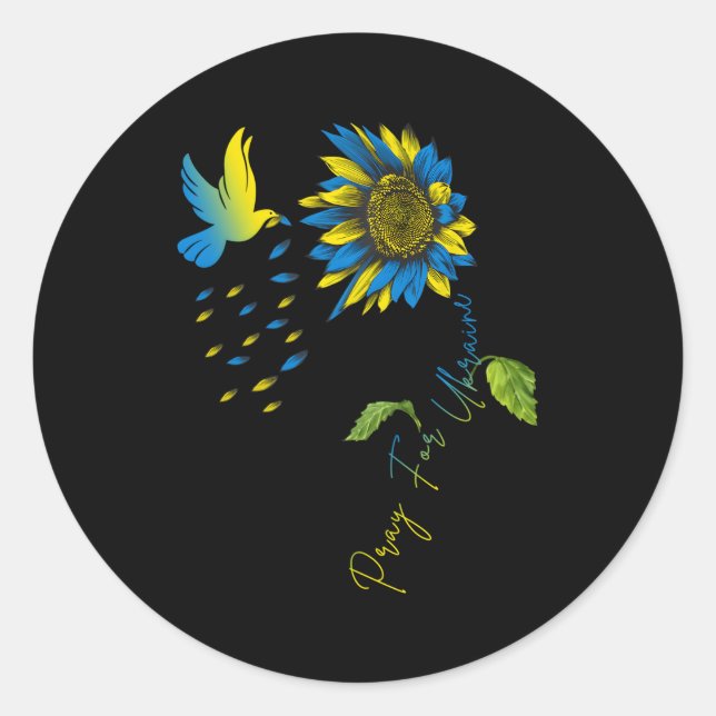 Sticker Rond Priez Pour La Paix En Ukraine Faites L'Ukraine (Devant)