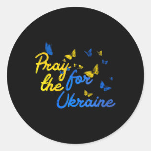 Sticker Rond Priez Pour L'Ukraine Papillon Ukraine Stent Avec U