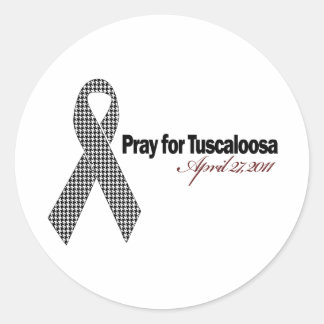 Sticker Rond Priez Pour Tuscaloosa Alabama (Houndstooth)