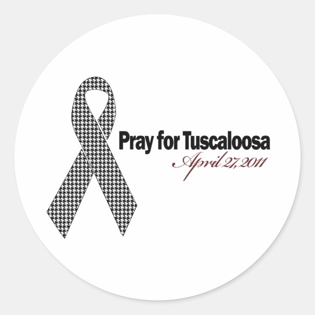 Sticker Rond Priez Pour Tuscaloosa Alabama (Houndstooth) (Devant)