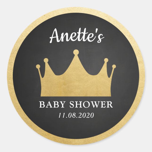 Sticker Rond Prince | Baby shower Gold Foil | Tableau (Devant)