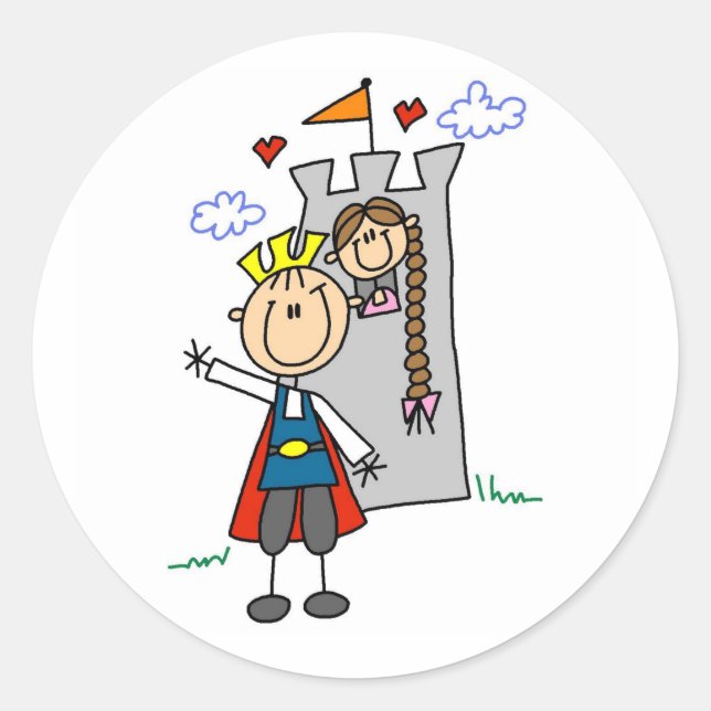 Sticker Rond Prince Charming Secourt Princesse (Devant)