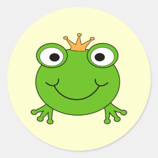 Sticker Rond Prince des grenouilles. Grenouille souriante avec
