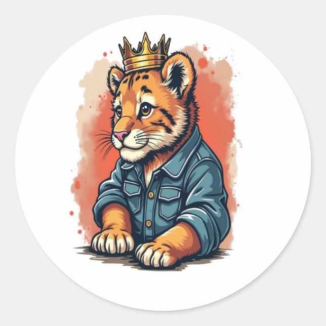 Sticker Rond Prince héritier de Tiger King (Devant)