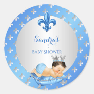 Sticker Rond Prince Royal Baby Blue & Silver Coussin