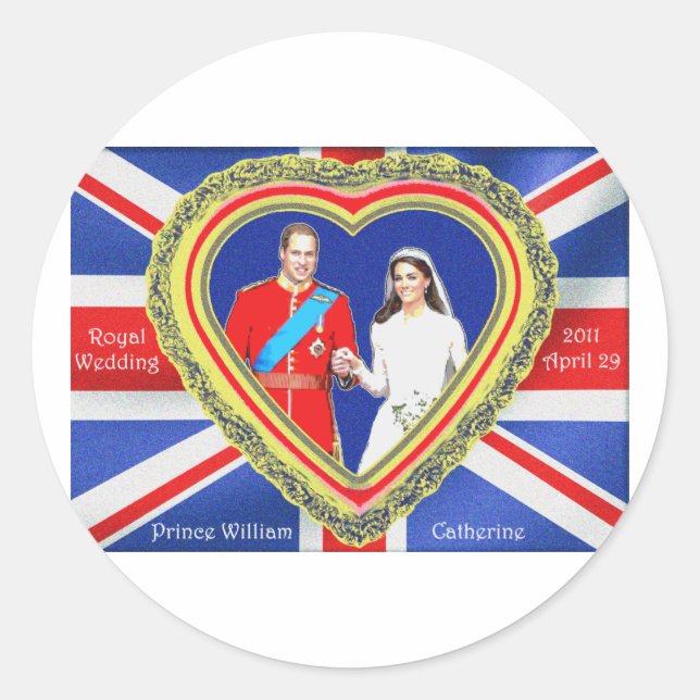 Sticker Rond Prince William et mariage royal de Catherine (Devant)