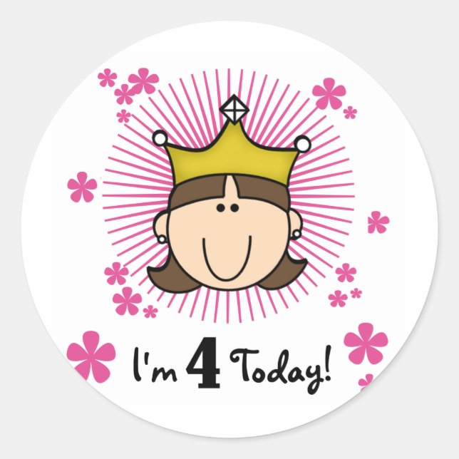 Sticker Rond Princess 4th Birthday Tshirts et cadeaux (Devant)