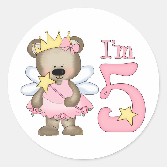 Sticker Rond Princess Bear 5e anniversaire (Devant)