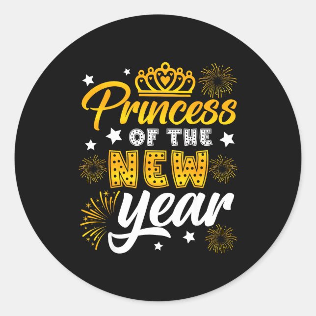 Sticker Rond Princess Of The New Year 2026 New Years Eve Firewo (Devant)