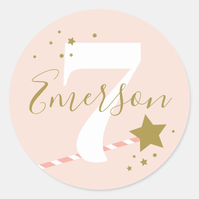 Sticker Rond Princess Pink Girls Anniversaire (Devant)