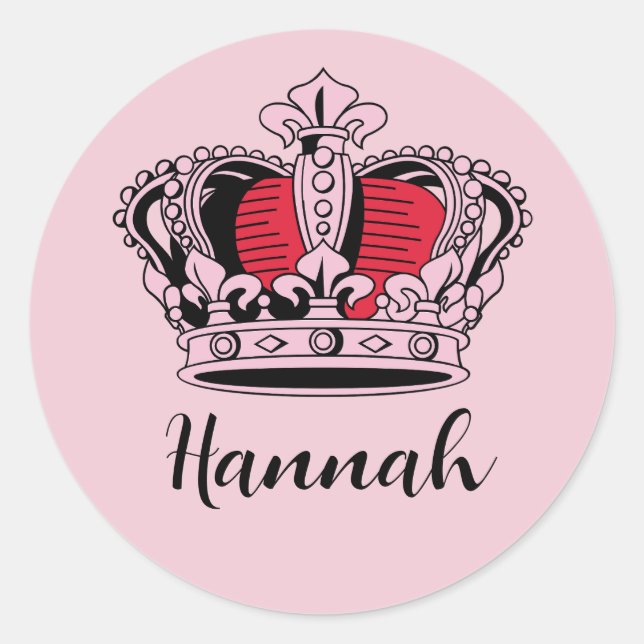 Sticker Rond Princess Queen Crown personnalisable (Devant)
