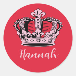 Sticker Rond Princess Queen Crown personnalisable
