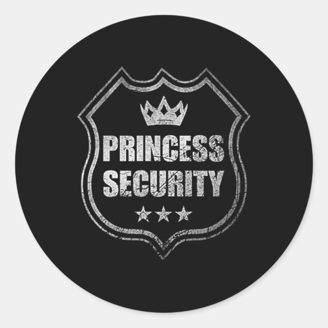 Sticker Rond Princess Security Protection Anniversaire Party Ma (Devant)