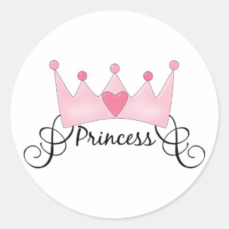 Sticker Rond Princesse Avec Couronne - Personnalisable