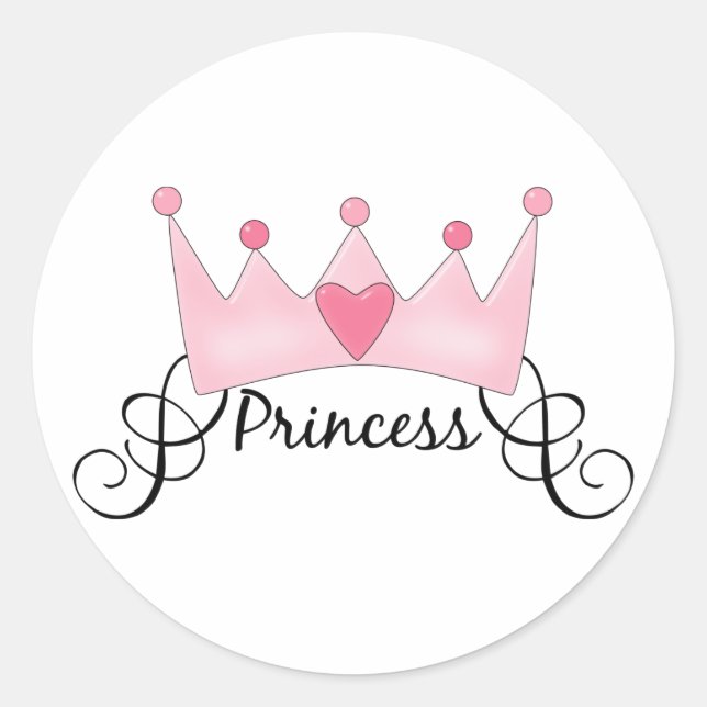 Sticker Rond Princesse Avec Couronne - Personnalisable (Devant)