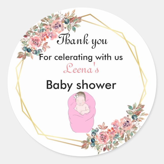 Sticker Rond Princesse Baby shower merci (Devant)