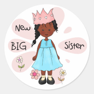 Sticker Rond Princesse Big Soeur Africaine Américaine