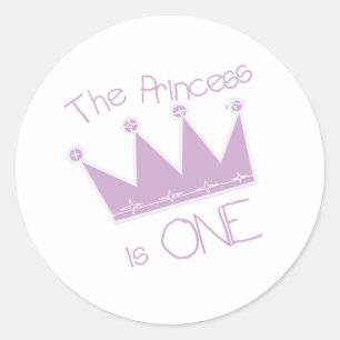 Sticker Rond Princesse Crown 1er anniversaire