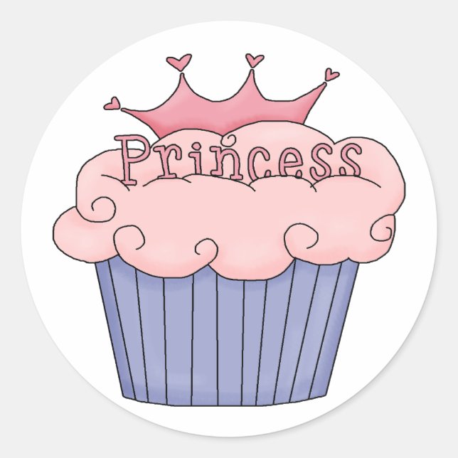 Sticker Rond Princesse Cupcake (Devant)
