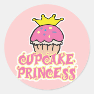Sticker Rond Princesse Cupcake