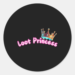 Sticker Rond Princesse de butin Fille de joueur drôle Mignon Co