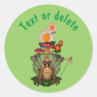 Sticker Rond Princesse de grenouille sur Trone mignon Personnal