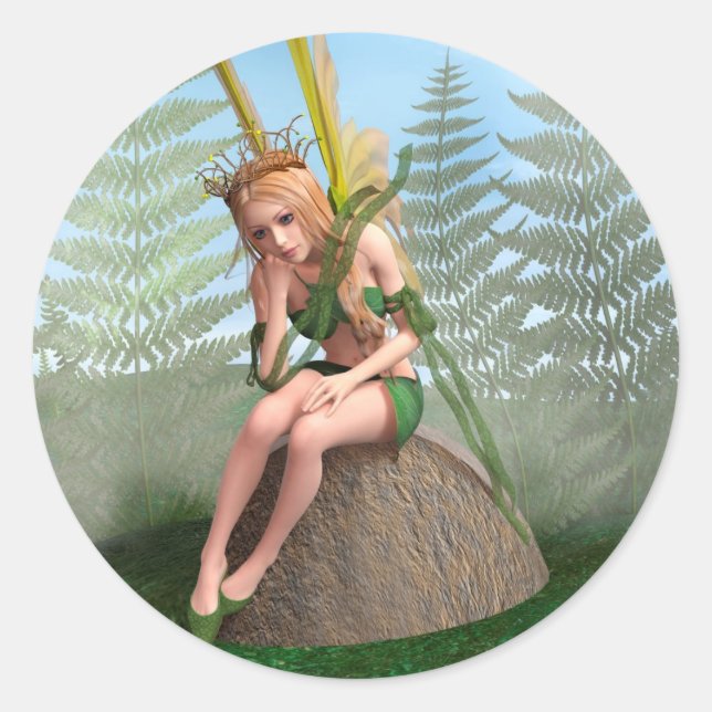 Sticker Rond Princesse de la forêt, Papillon Fée (Devant)