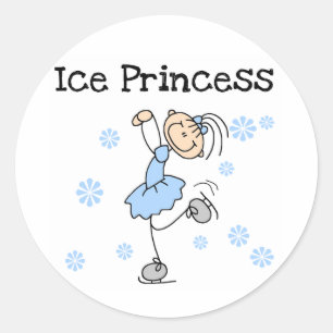 STICKER ROND PRINCESSE DE PATINAGE DE GLACE